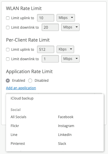 Mist WLAN Rate Limit Konfiguration Extended